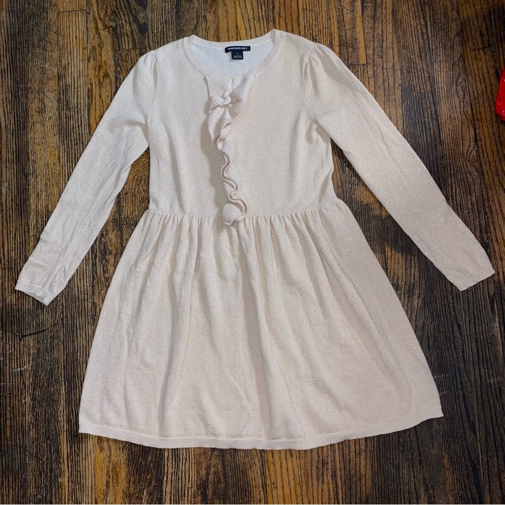 Something Navy Cream With Gold Specs long sleeve sweater dress size 8